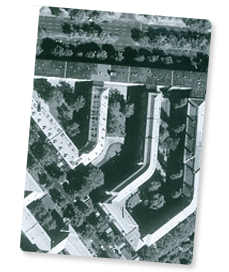 Luftbild der Wohnanlage Hohenzollerndamm/Rudolstädter Straße